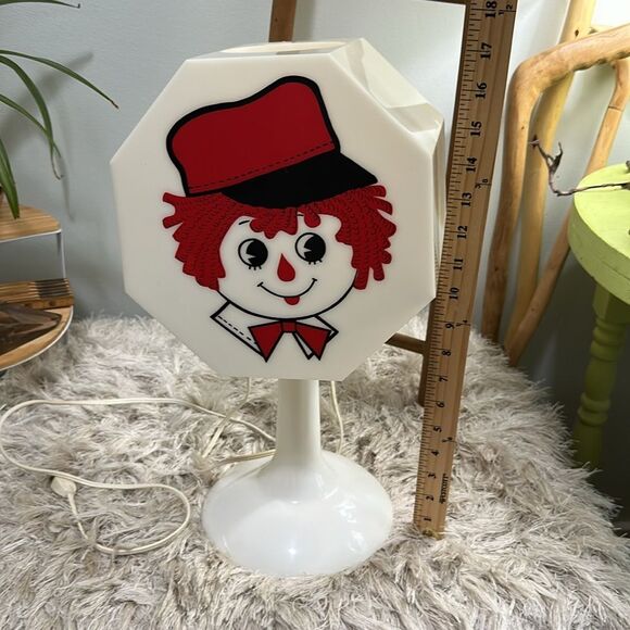 Vintage 70’s Raggedy Ann & Andy Hard Plastic Table Lamp Retro Decor Nostalgic - Picture 15 of 17